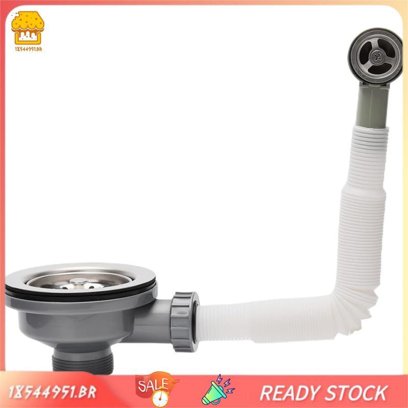 [18544951 . br] Kit De Transbordamento De Pia De Aço Inoxidável 114mm Filtro Cozinha Com Tubos Tampa De Drenagem Redonda