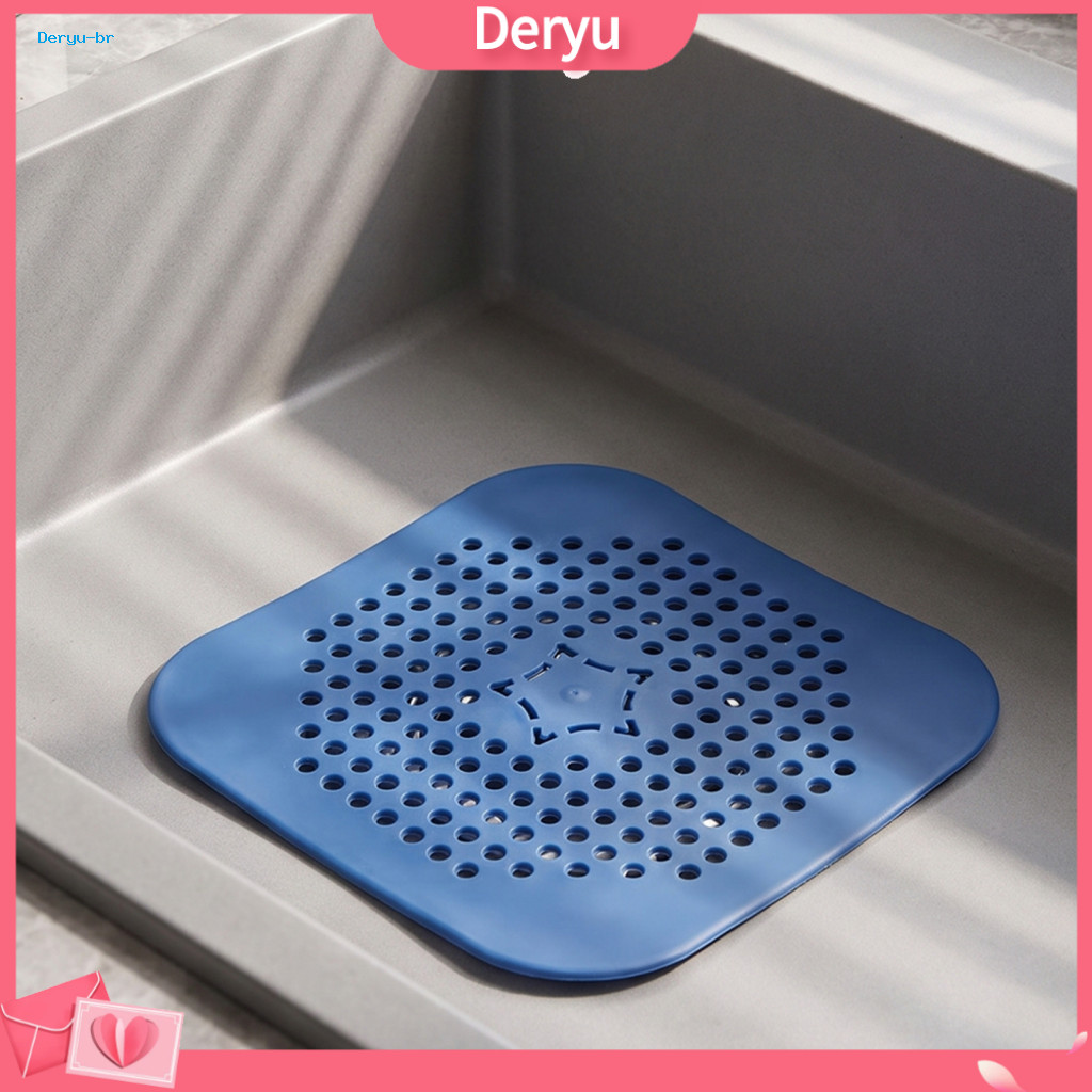 Bathroom Odor Stopper Shower Drain Deodorizer 2pcs Square Floor Cover with Tpr Hair Catcher and – Detachable Pad for