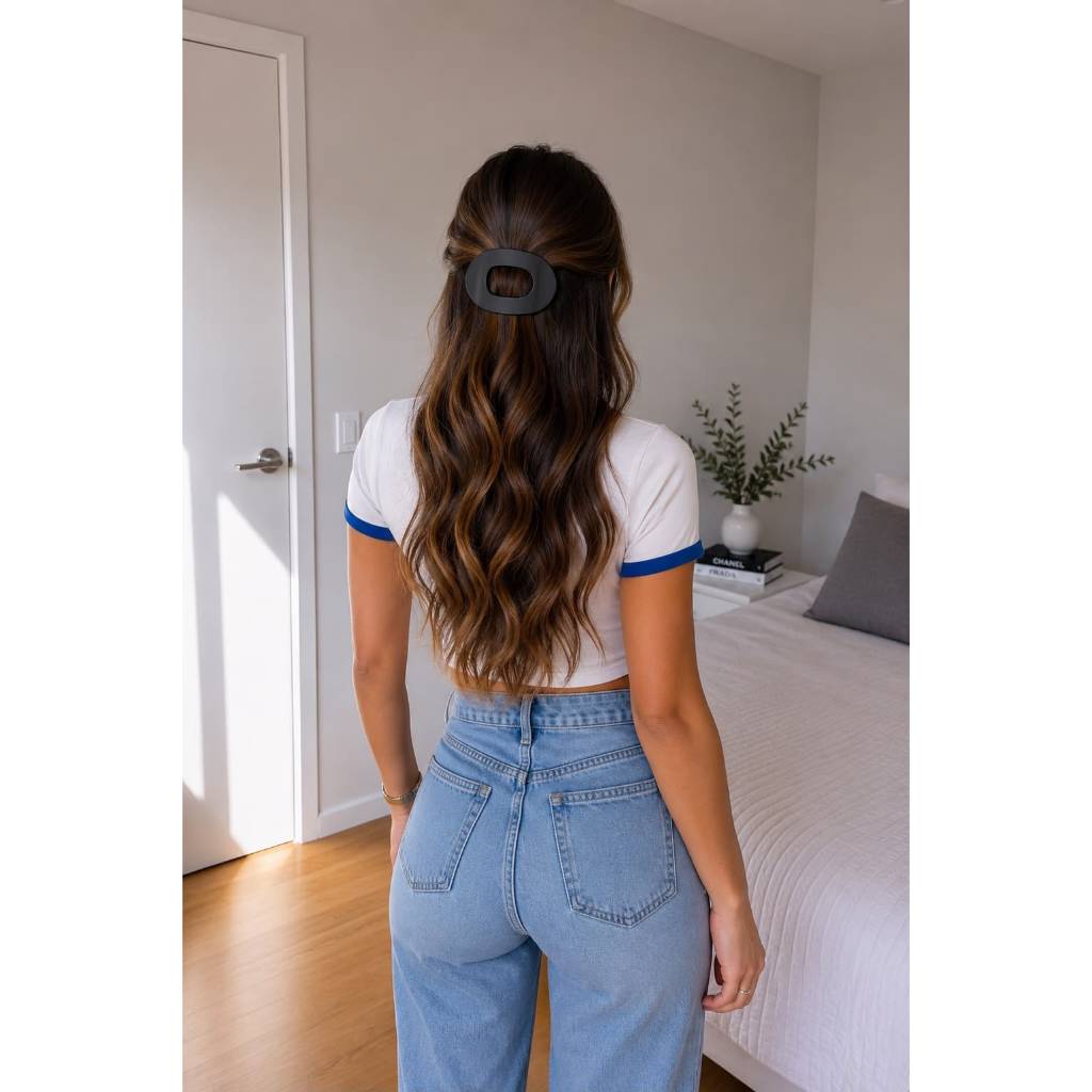 Blogueira Presilha Piranha de Cabelo Oval Grande Prendedor Feminino Grampo para Coque Elegante