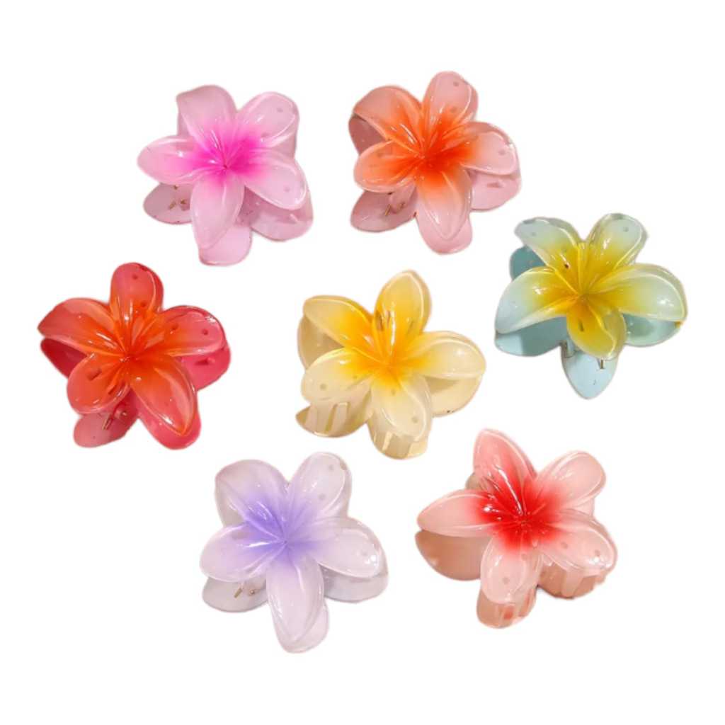 Presilha Piranha Flor De Cabelo Style Prendedor Rosa Bloqueira Verão Grampo Grande Praiana