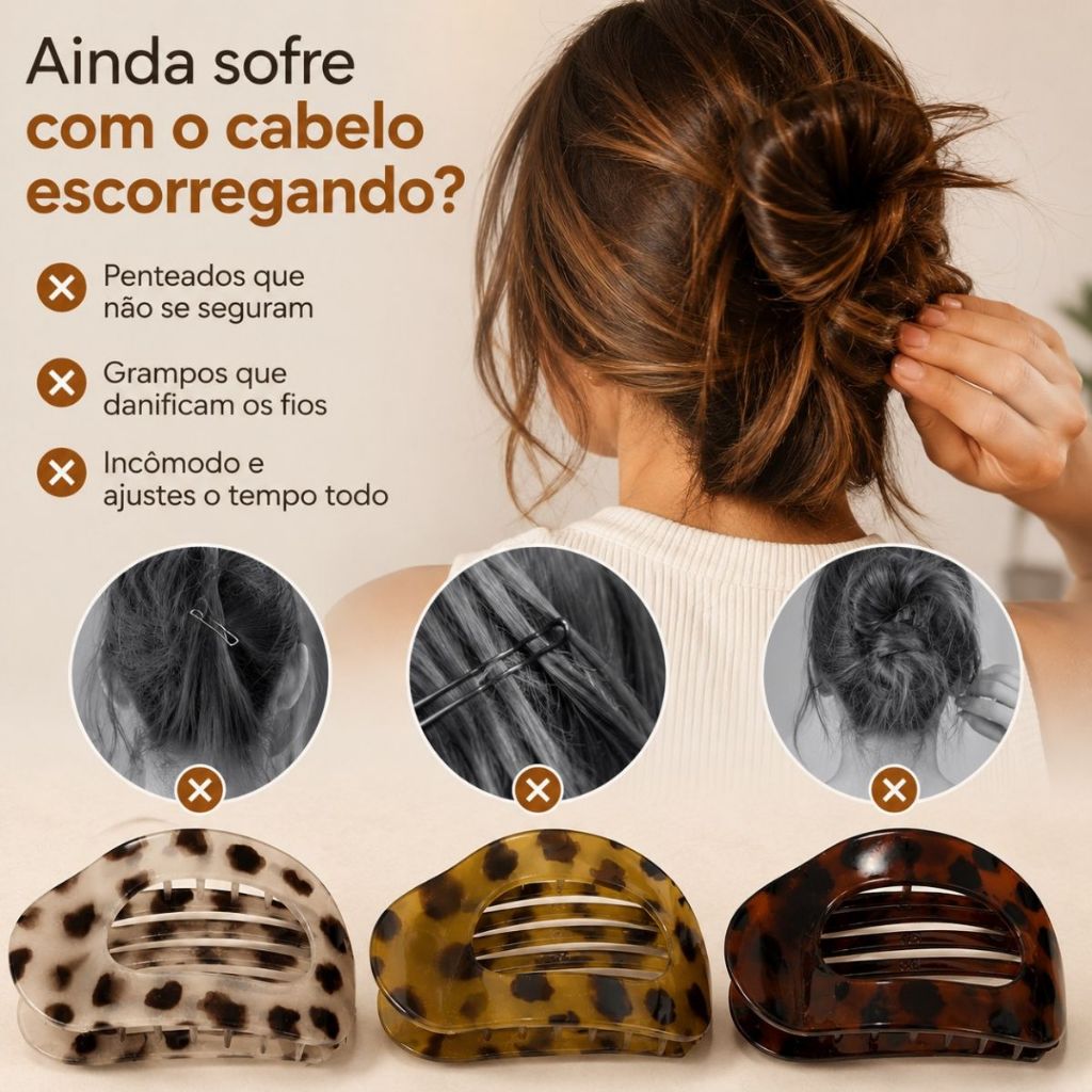 Prendedor De Cabelo Presilha Piranha Grande Estampada Feminina