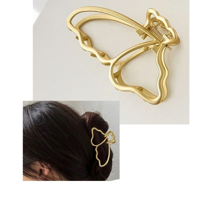 Prendedor Piranha De Cabelo Em Metal dourado Modelo Asa Borboleta