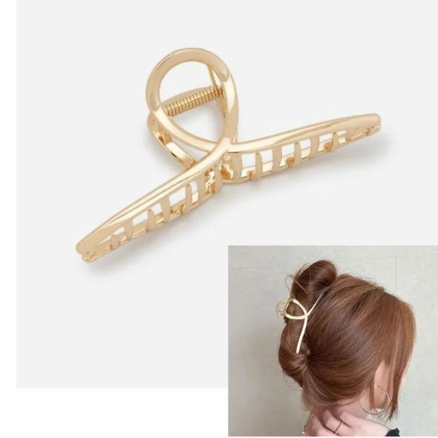Prendedor Piranha De Cabelo Em Metal Dentes Espaçosos Dourado