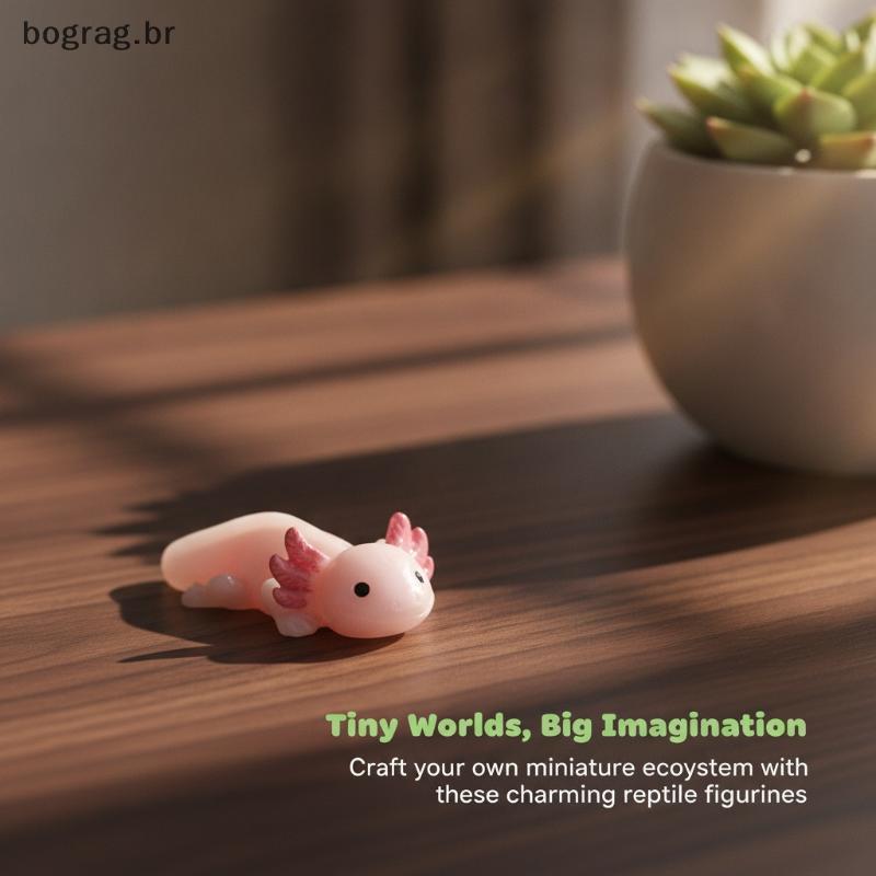 bograg 10 Peças Mini Resina Axolotl Estatuetas Minúsculas Fofas Ornamento Realista Para Jardim De Fadas Vaso De Plantas