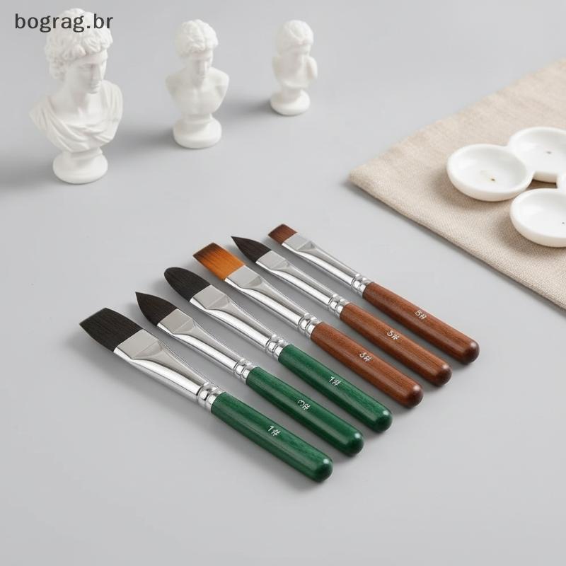 bograg Mini Conjunto De Pincéis Aquarela Guache , 6 Peças , Bico Redondo , Cerdas Elásticas Altas Para Detalhes Finos ,