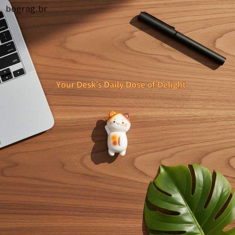 bograg Estatueta De Gato Fofo Mini Desenho Animado Gatinho Ornamento Funputer Monitor Borda Decoração Para Mesa De Escri