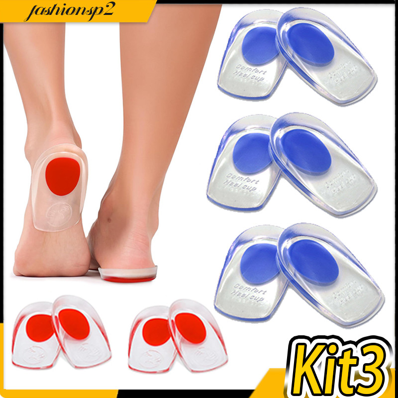 Kit 3 Pares Meia Calcanheira De Silicone Gel Ortopédica Esporão Calcanheira Dor Anti Impacto Transparente Confortável