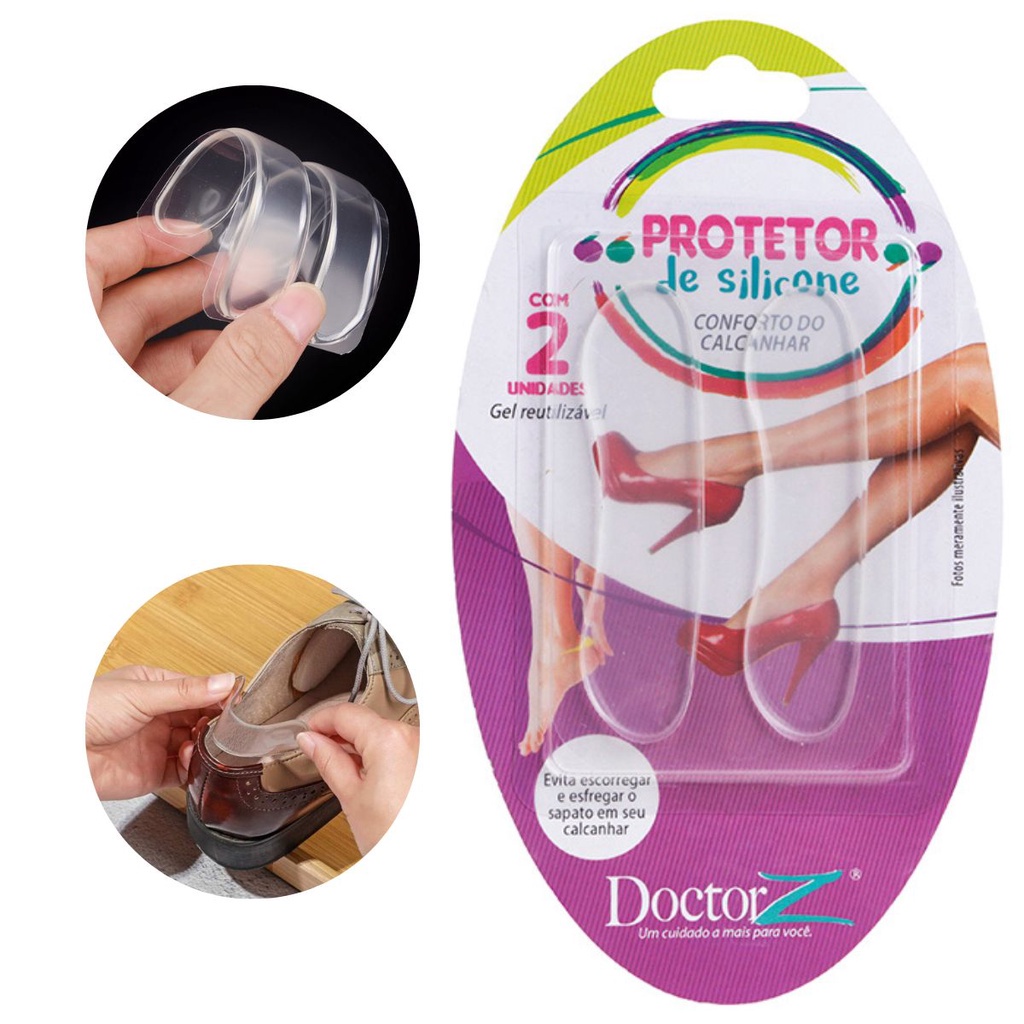 Par De Protetor Silicone Gel Ortopédico Para os Pés Tendão De Aquiles e Saltos Transparente
