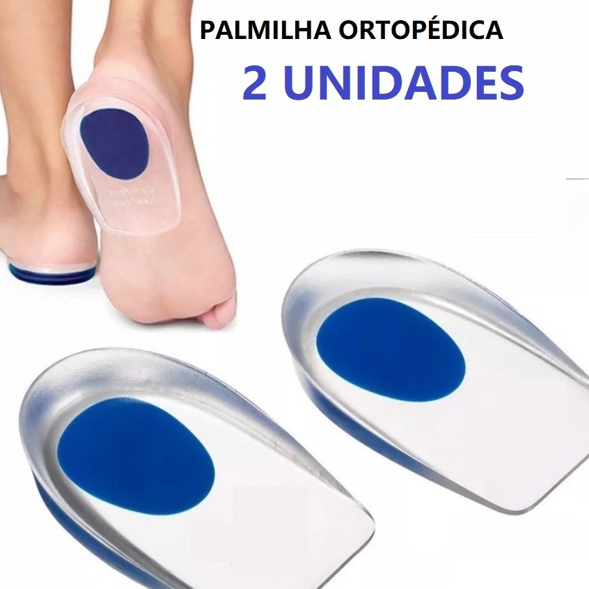Kit 2 Palmilha Silicone Gel Ortopédica Esporão Calcanheira Calcanhar Transparente Confortável