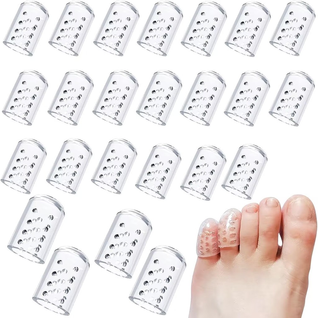 kit 5 Pares - Protetor De Dedos Dos Pés Silicone Transparente Dedeira Respirável