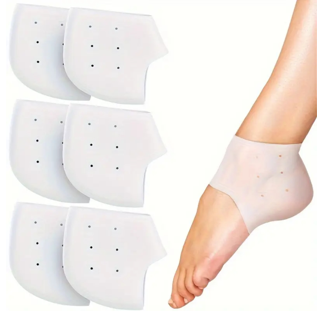 3 Pares de Palmilha Gel Ortopédica Calcanhar Silicone Esporão Transparente