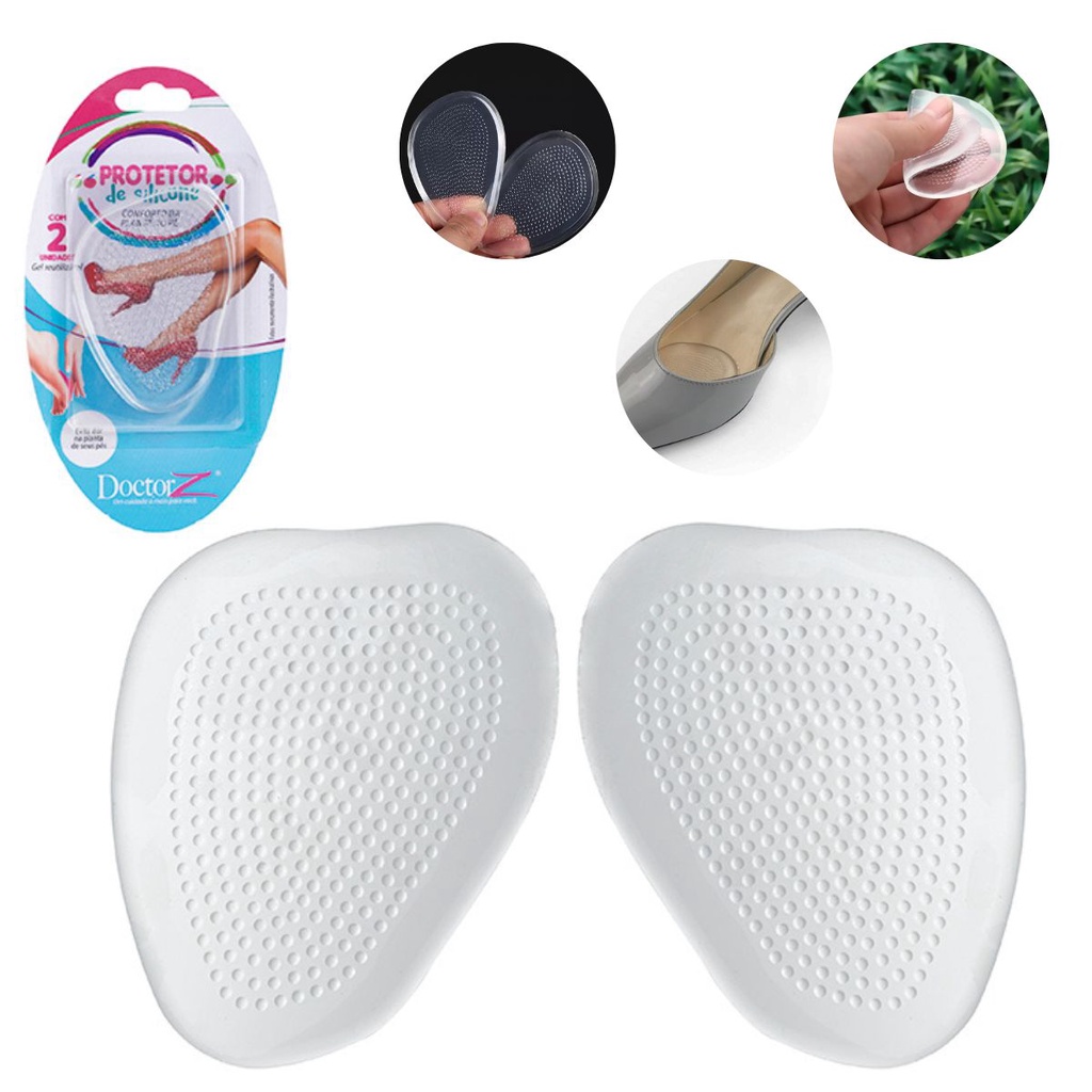 1 Par De Palmilha De Silicone Para os Pés Protetor Ortopedico Para Pé Saltos e Sapatos Transparente