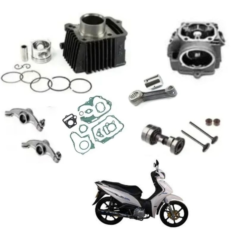 Kit Motor Completo Cilindro Cabeçote Biela Junta Shineray Avelloz Az Alfa 125 Cc