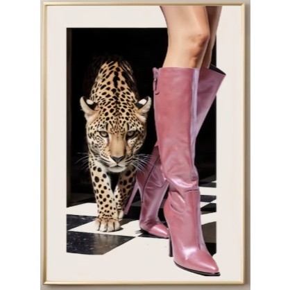 Quadro decorativo Leopard print arte fashionista (1 peça)