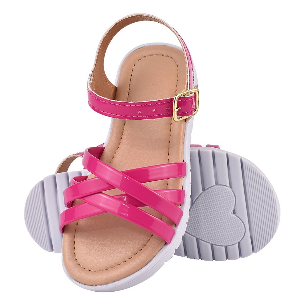 Sandália Infantil Menina Tiras Fivela Ajustável Estilosa Confortável Fashionista