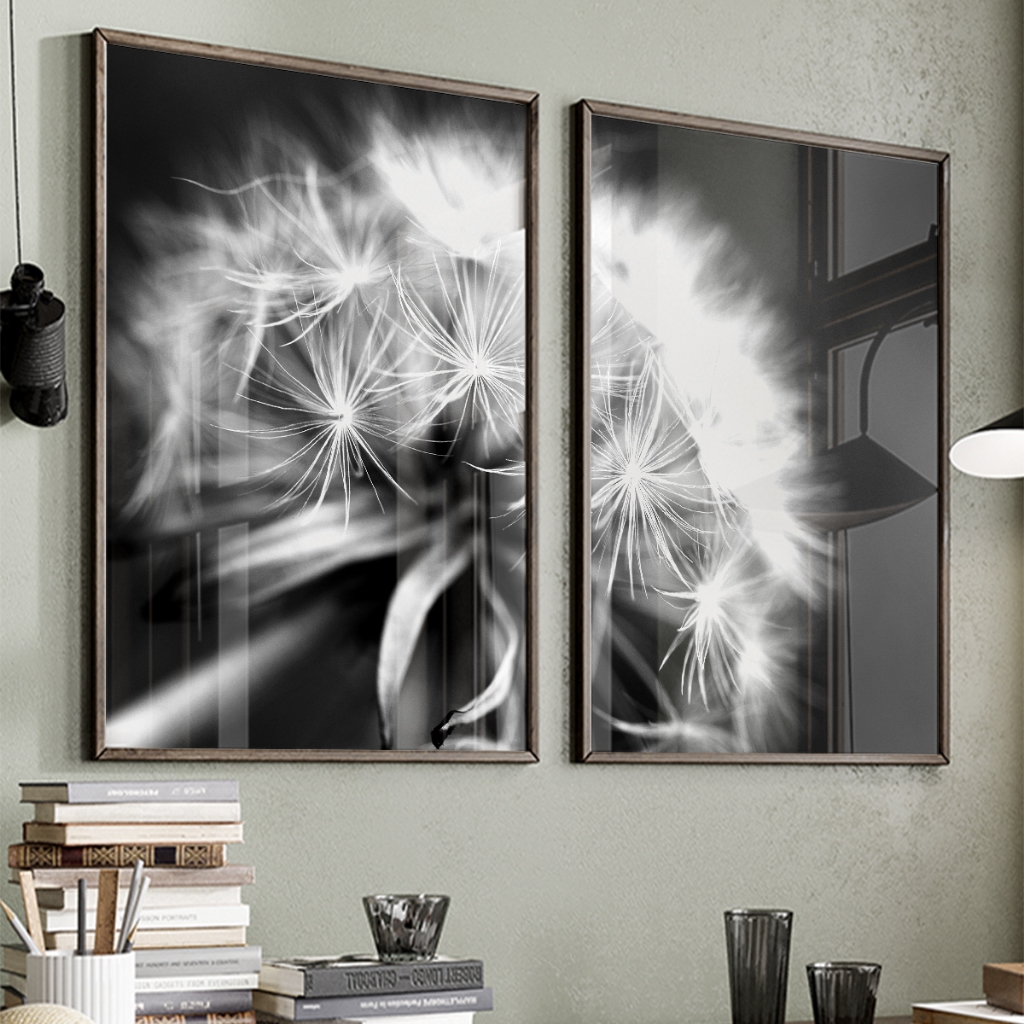 Kit 2 Quadros Decorativos com Moldura Sala Quarto Duo Arte Floral Minimalista Contemporânea Vidro