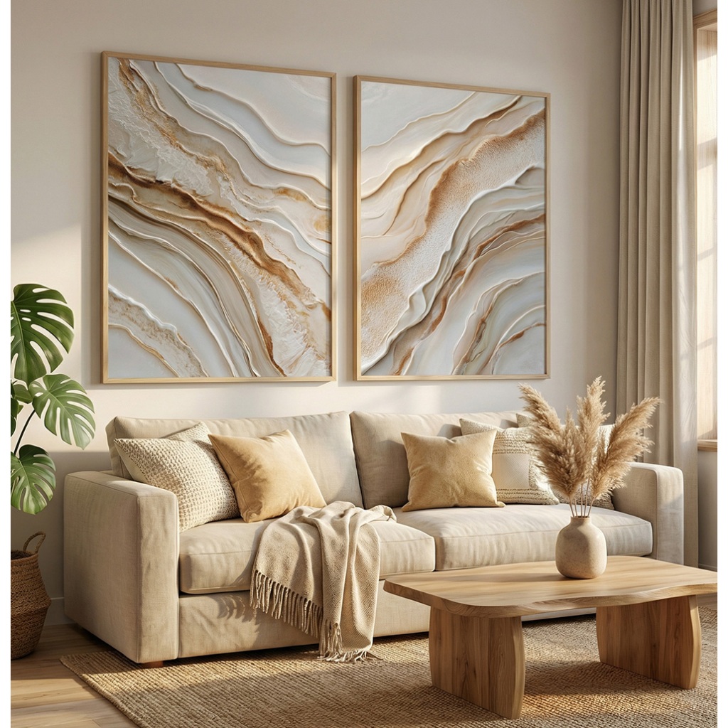 Kit Quadros Decorativos Sala Com Moldura Quadro Abstrato Grande Quadro Escritório Camadas Branco