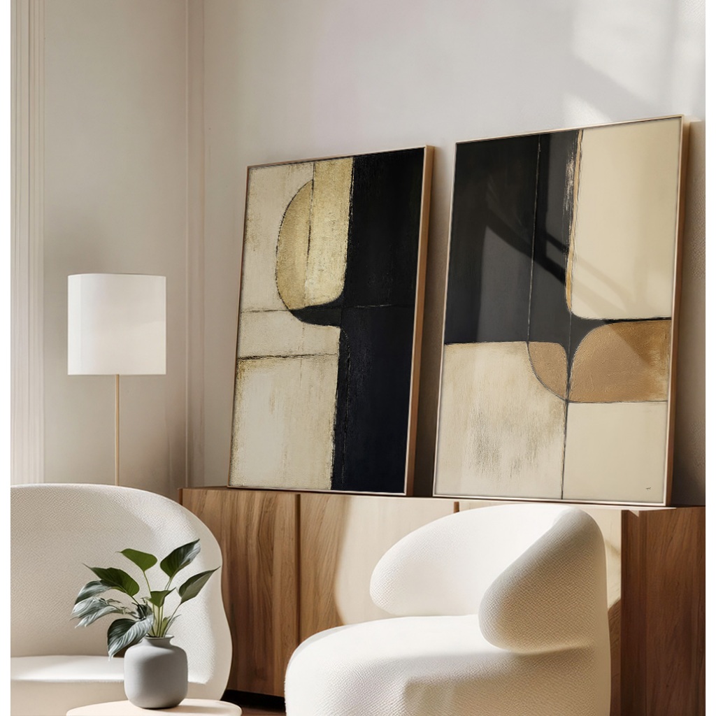 Quadros Modernos Para Sala De Jantar Kit 2 Quadros Decorativos Com Moldura Quadro Dourado E Preto