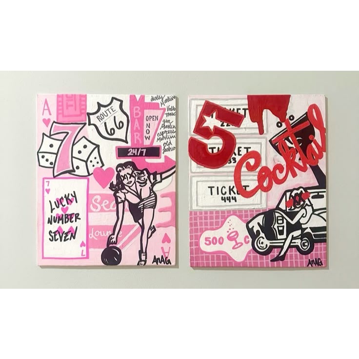 Quadros Decorativos Duo Arte Moderna Rosa para Quarto Feminino (2 peças)
