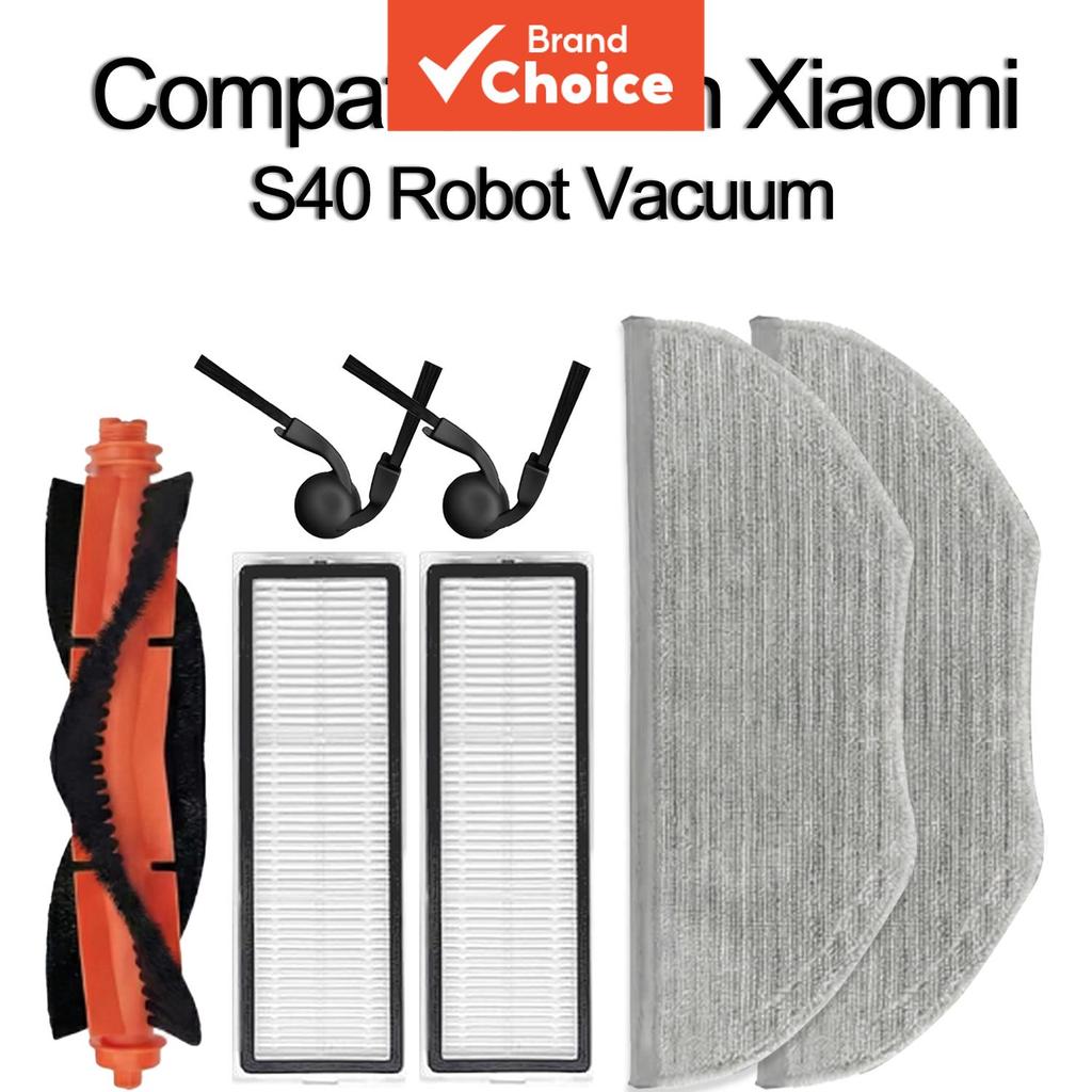 Compatível com Xiaomi S40 Robô Aspirador, Kit de Acessórios de Reposição Escova Principal, Escova Lateral, Filtro HEPA,