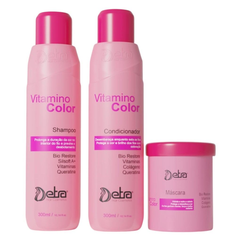 Kit Vitamino Color 3 Passos 3x 300 ml - Detra Hair Cosmeticos