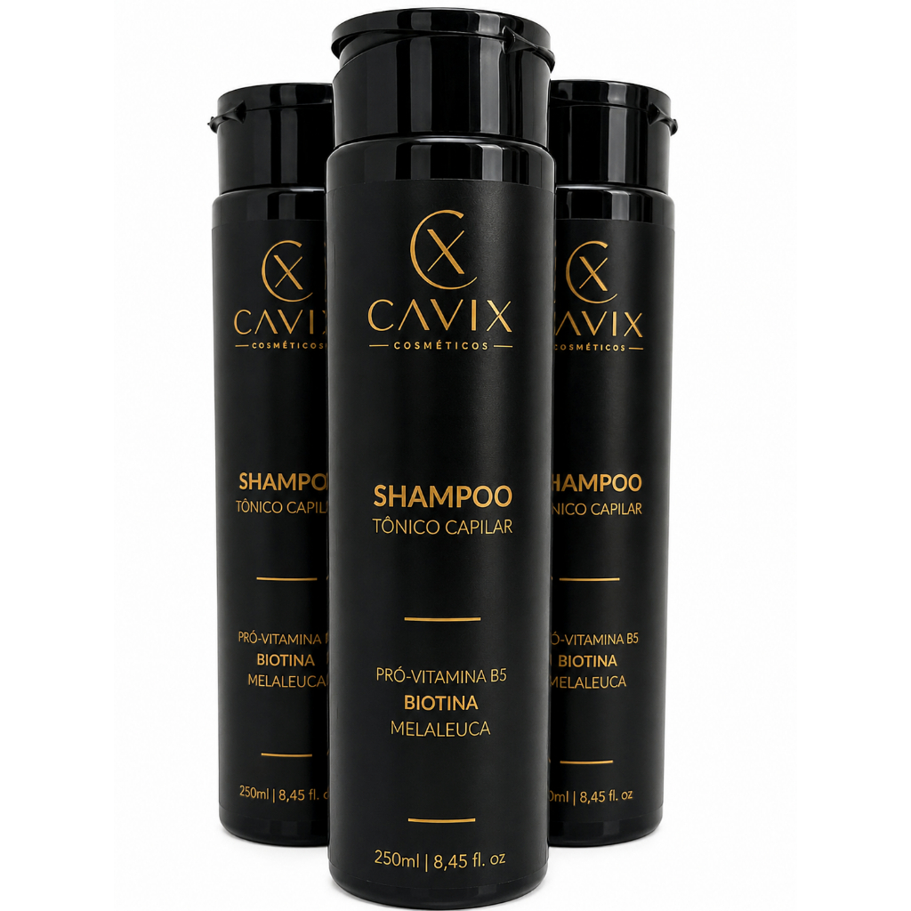 Shampo Tonico Capilar Cavix 250ml Crescimento Forte e Saudável com Biotina Melaleuca e Pro-Vitamina B5 Eficaz Antiqueda
