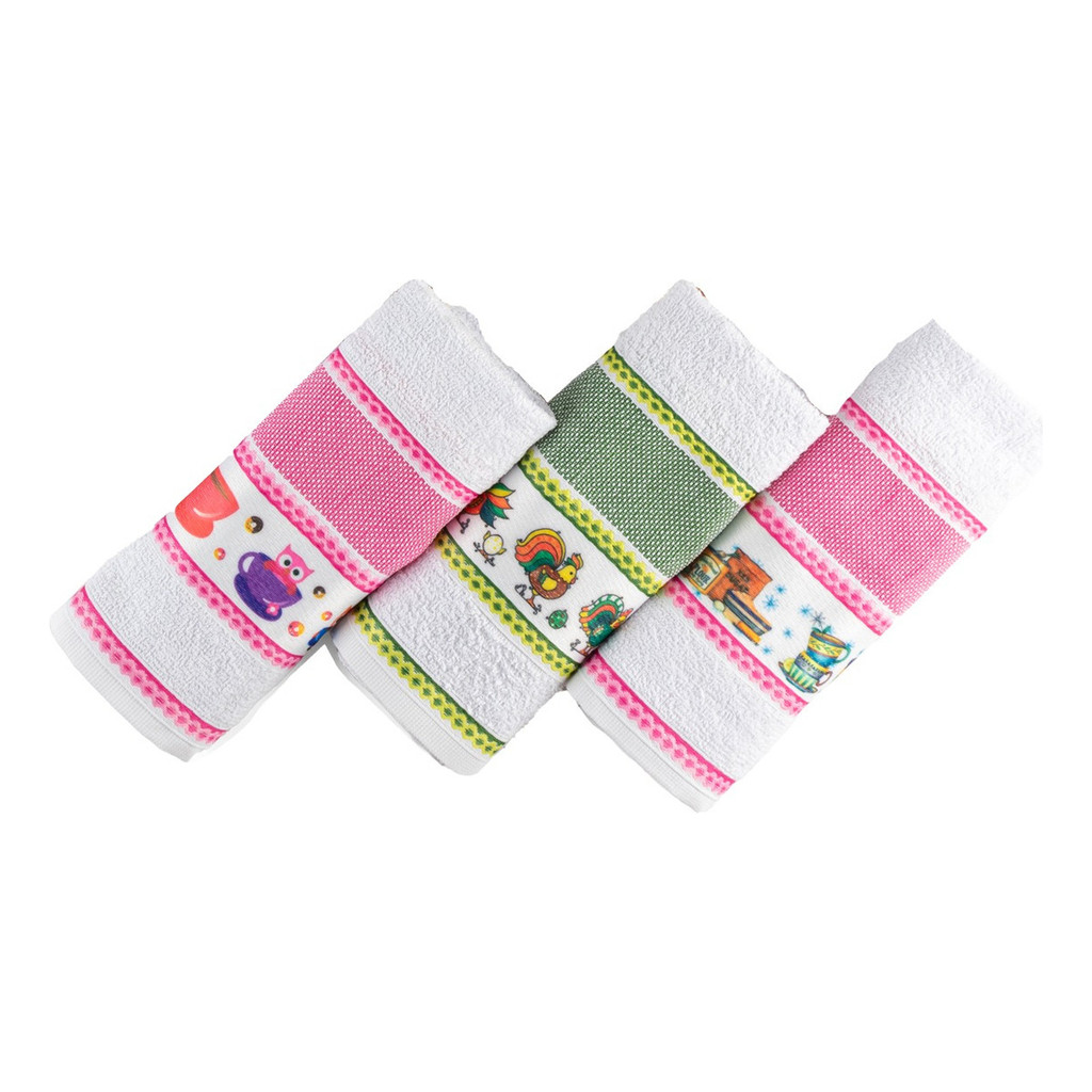 Kit 4 Panos De Prato Gourmet Toque Macio Felpudo Algodão