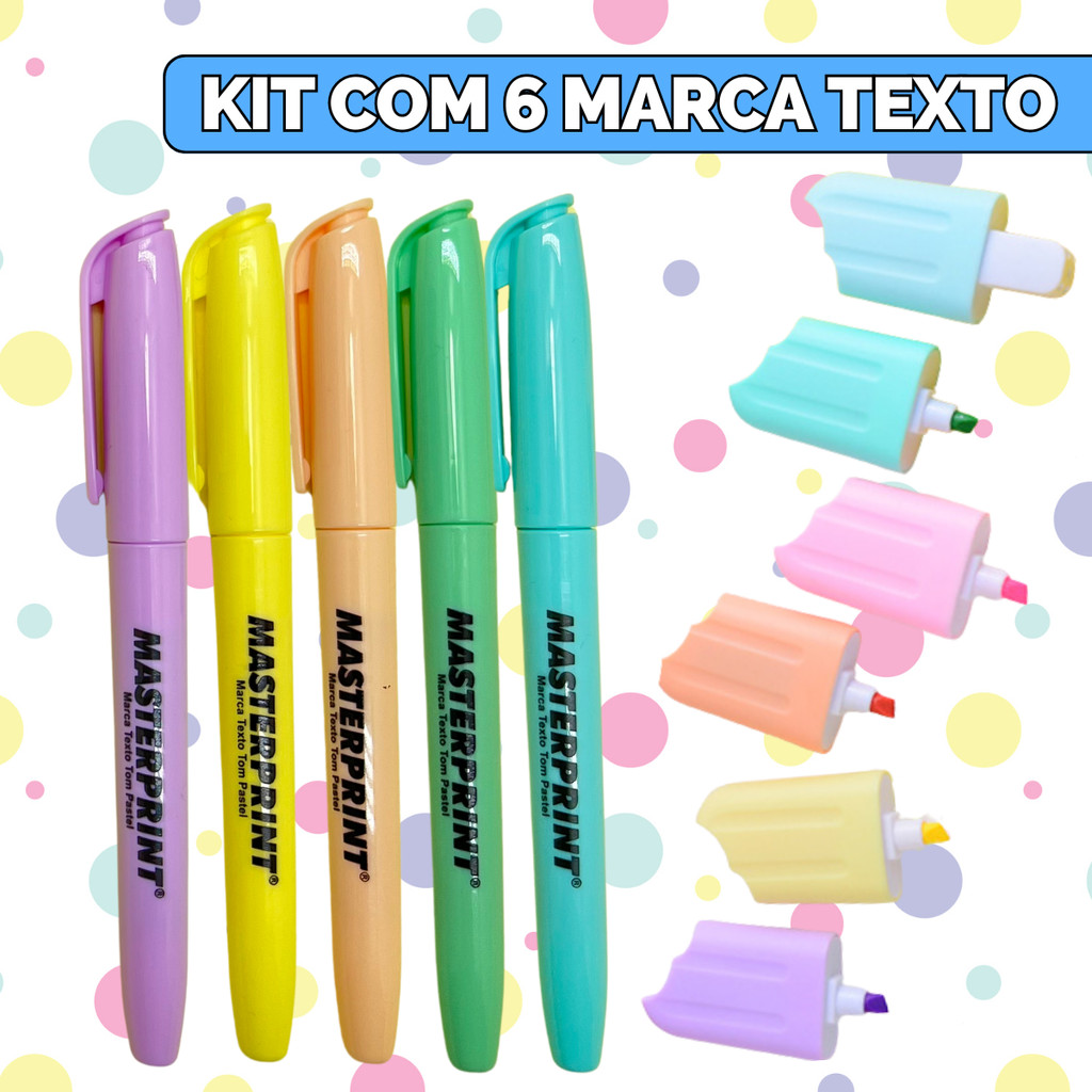 Marca Texto Cores Tons Pastel Neon Ponta Dupla Mini - Escolha Seu Kit