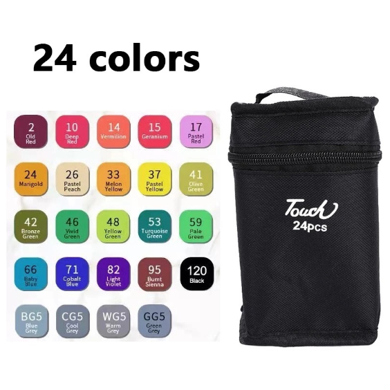 Kit 24 canetinhas coloridas dupla ponta  marca-texto estojo preto