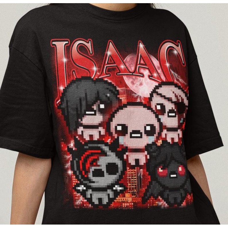 Camiseta Binding of Isaac Bootleg Indie Videogame Unisex Moderna Estilosa Fofa Tendência