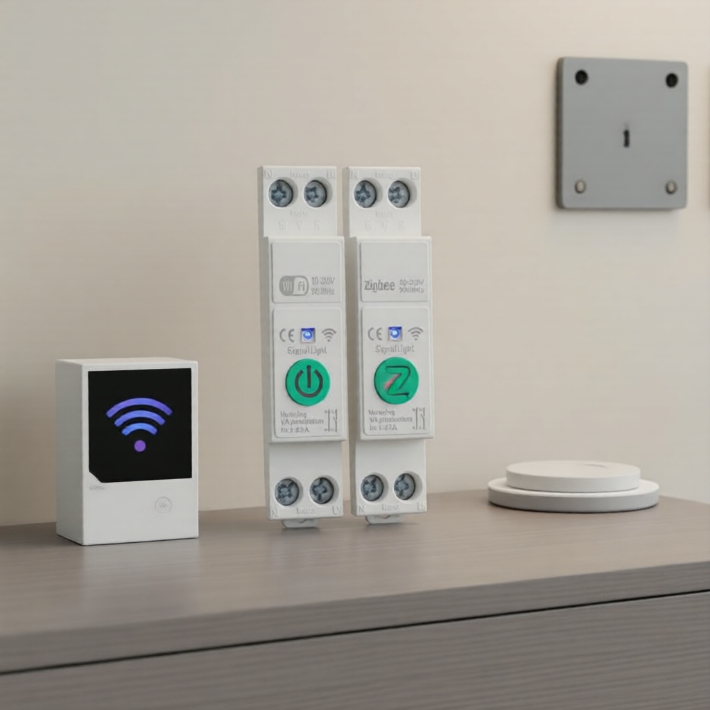 Interruptor Inteligente Wi-Fi Tuya MCB 1-63A, 1P+N Trilho DIN, Temporizador kWh, Monitoramento de Energia por MANHOT,