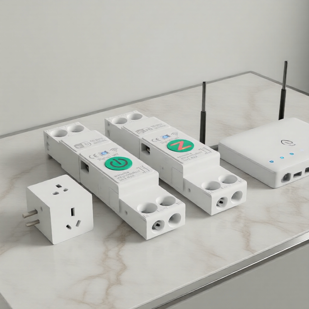 Disjuntor Inteligente MANHOT WiFi 1P+N Trilho DIN, Corrente Ajustável 1-63A, Medição de Energia e Temporizador,