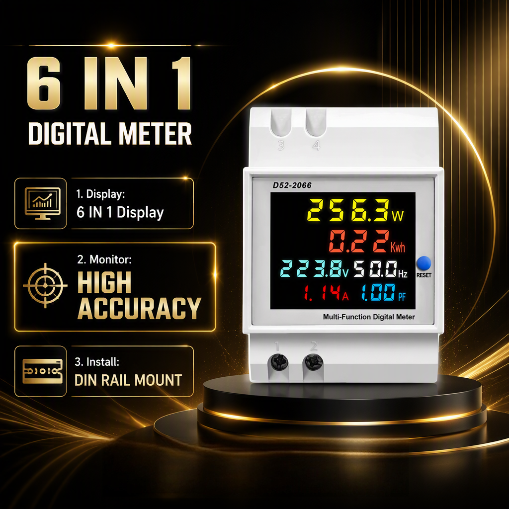 Para Medidor Inteligente Tuya JIUJI 6 em 1 Trilho DIN AC Monitor 110V-380V Consumo de Energia