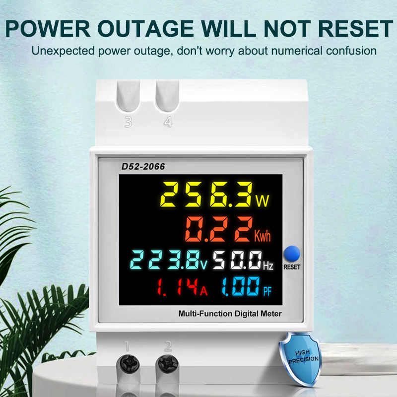 Dispositivo De Segurança Elétrica D52-2066 Para Tuya Medidor Inteligente Jiuji 6-Em-1 Trilho Din Monitor AC 110V-380V Us