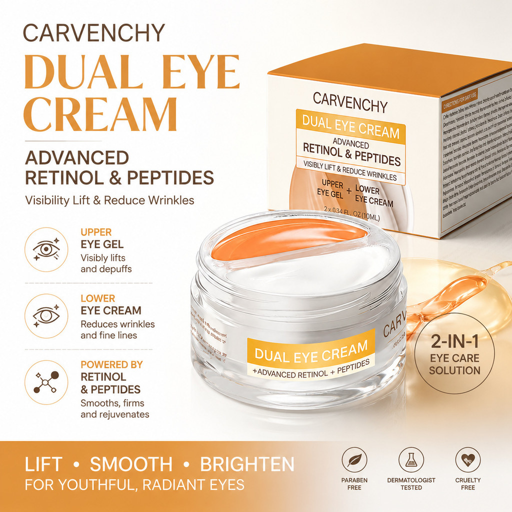 Creme para Olhos Duplo com Retinol e Peptídeos – Levanta, Suaviza Linhas Finas e Ilumina a Área dos Olhos,10ml