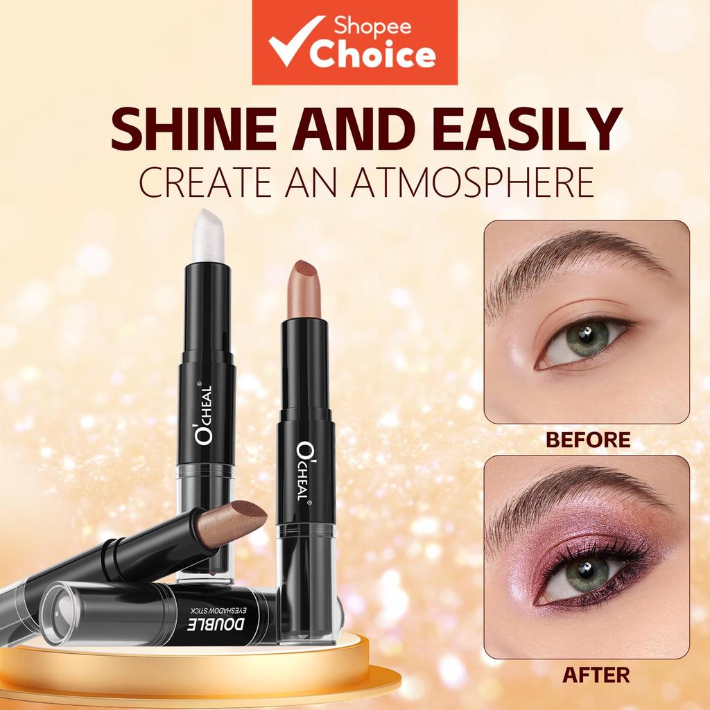 Bastão Duplo para Rosto e Olhos: Stick Contorno + Lápis de Sombra, Modelagem e Definição em Uma Passada, Sem Vincos,