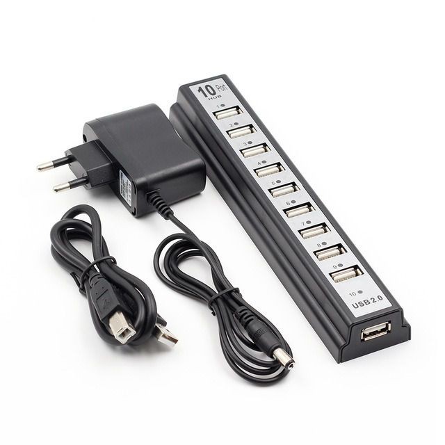 Hub Usb 10 Portas 2.0 + Fonte Bivolt Desktop- Notebook High Speed