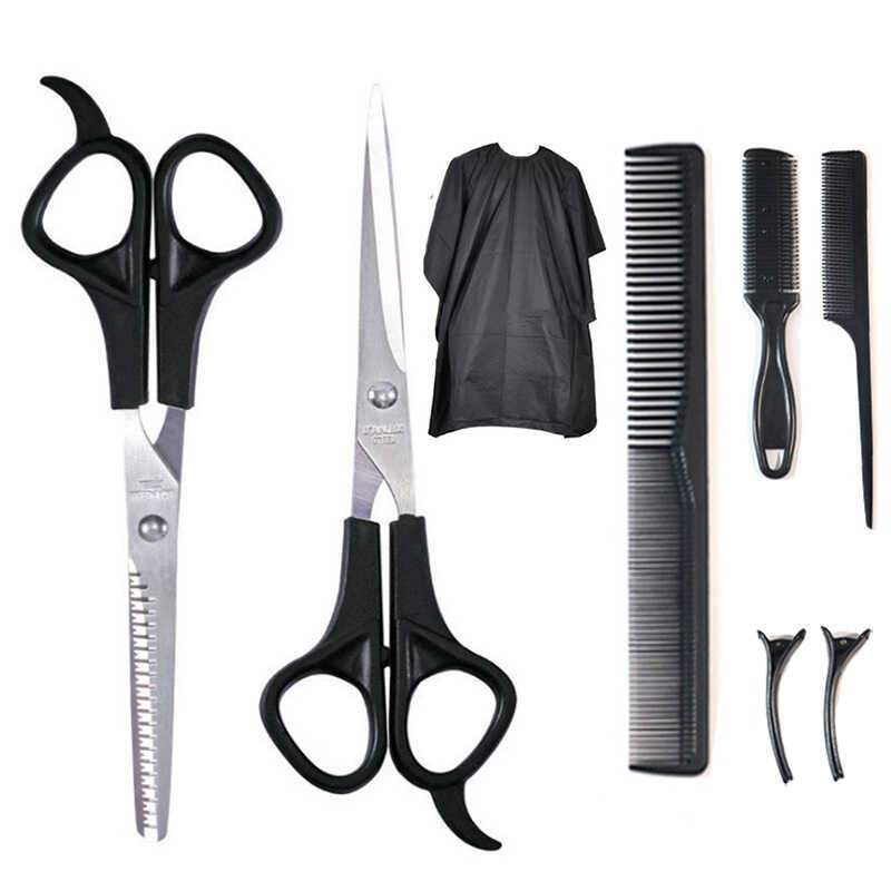 Crianças bebê tesoura de corte de cabelo cabeleireiro desbaste franja dentes corte plano pente de plástico Pet Grooming