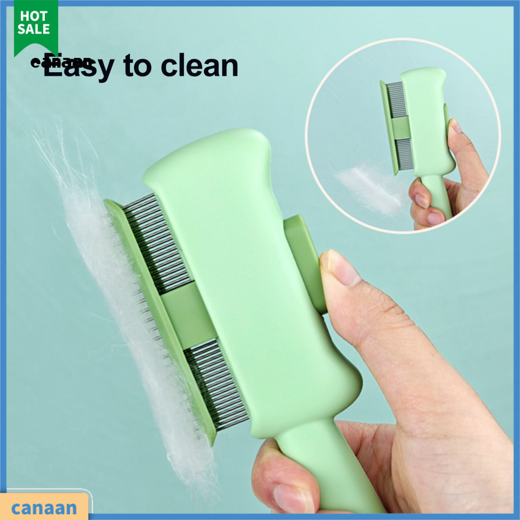 Pet Grooming Comb Indoor Cat Tool Self-cleaning Brush for Dogs Cats – Stainless Steel Dense Teeth Removes Loose Fur Fl