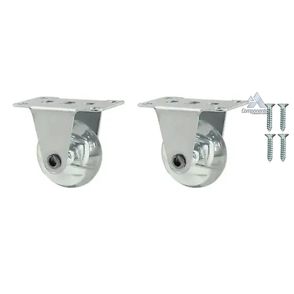 2Un - Rodizio Rodinha Silicone Fixo De Sofá Retrátil Gel Anti Risco Altura Total 50mm + Parafusos de Fixação