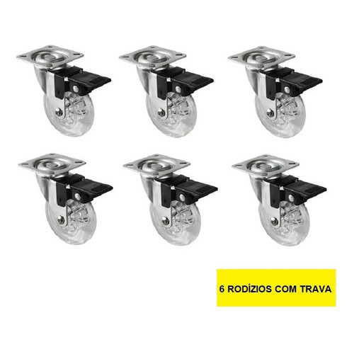 6 Rodinhas Rodízio Roda Reforçada Moveis Pesados 50mm 300kg Total