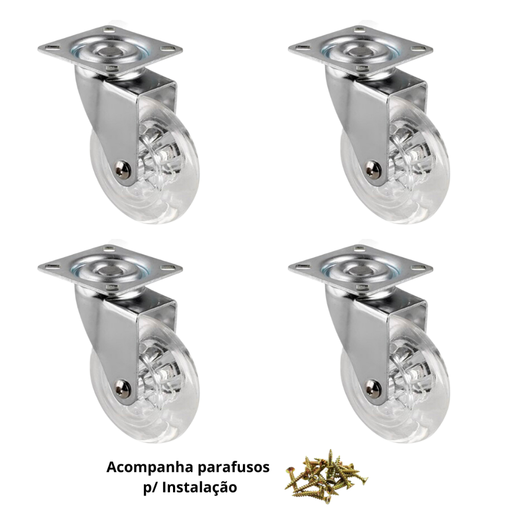 Kit 4 Rodizio Gel Silicone Giratório 50mm Sem Trava Móveis Geral Suporta 200kg Total