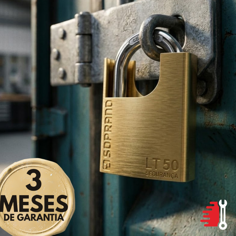 Cadeado Latão Premium 50mm Segurança Total Lt50 Escovado Soprano Dourado
