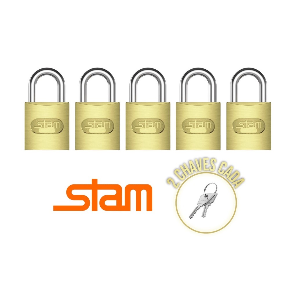 Cadeado de Segurança Original STAM Zamac Latonado 20mm a 50mm - Proteção Total e Durabilidade