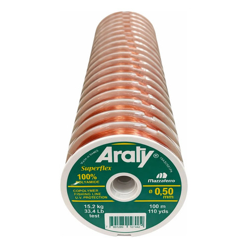 Kit 20 Rolos Linha Araty Super Flex 0,50mm Salmão Total 2000 Salmão