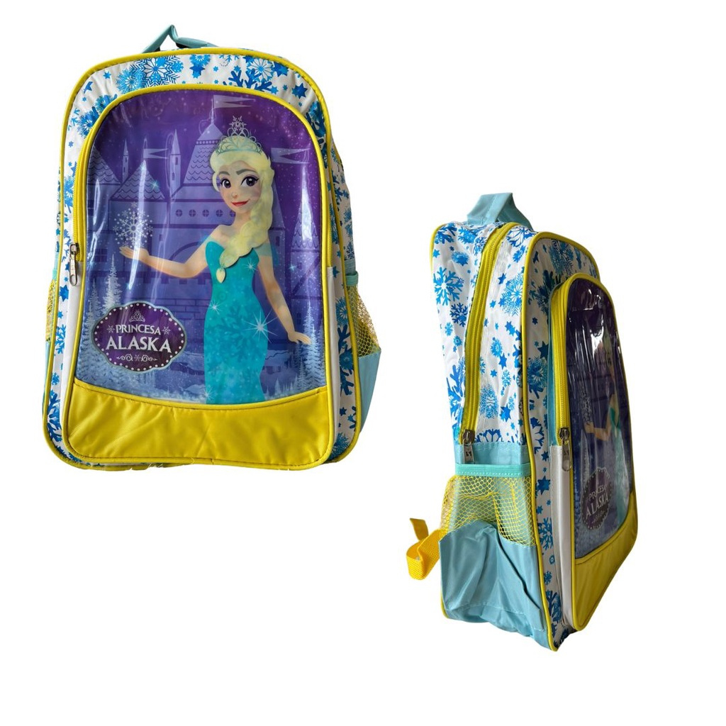 Mochila Escolar Grande da Moda Princesa Lia e Princesa Alaska Frozen Alças de Costas e Rodinha gel