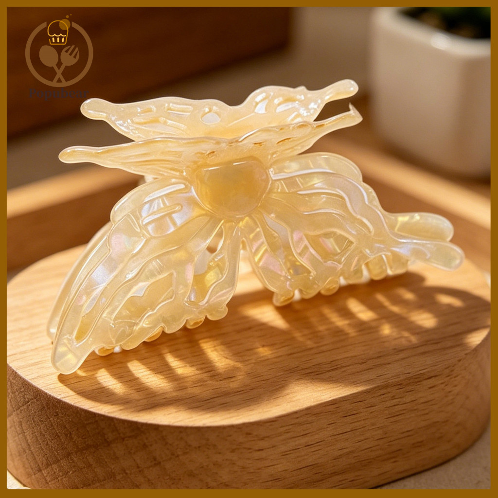 Hair Claw Accessory Clip Butterfly Shape Hollow Medium Size Strong Grip Shark Back Head Shower Versatile for Women and G