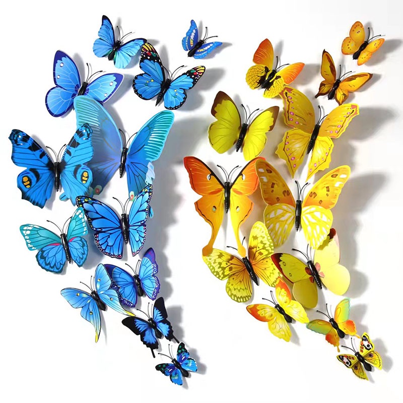 12pcs 3D Hollow Butterfly Wall Sticker DIY Home Decoration Birthday Party Kids Room Decor