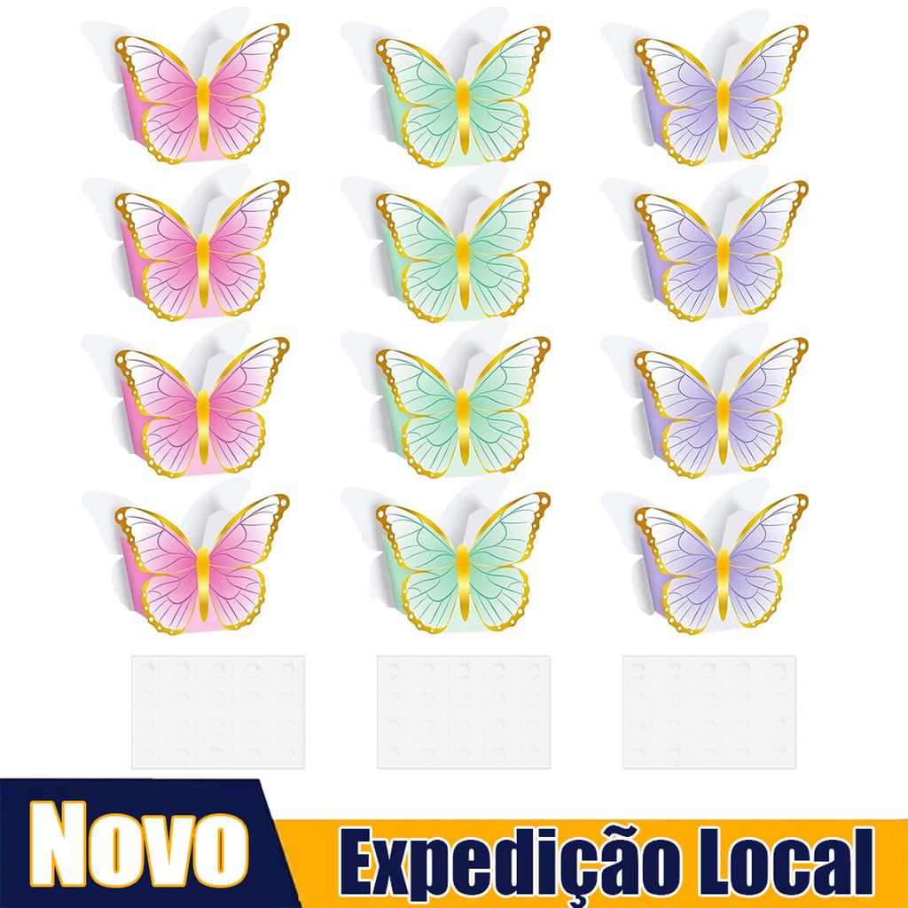 Kit 12 Hollow Butterfly Centerpieces for Birthdays and Souvenirs, Enchanted Garden Decoration Organizer