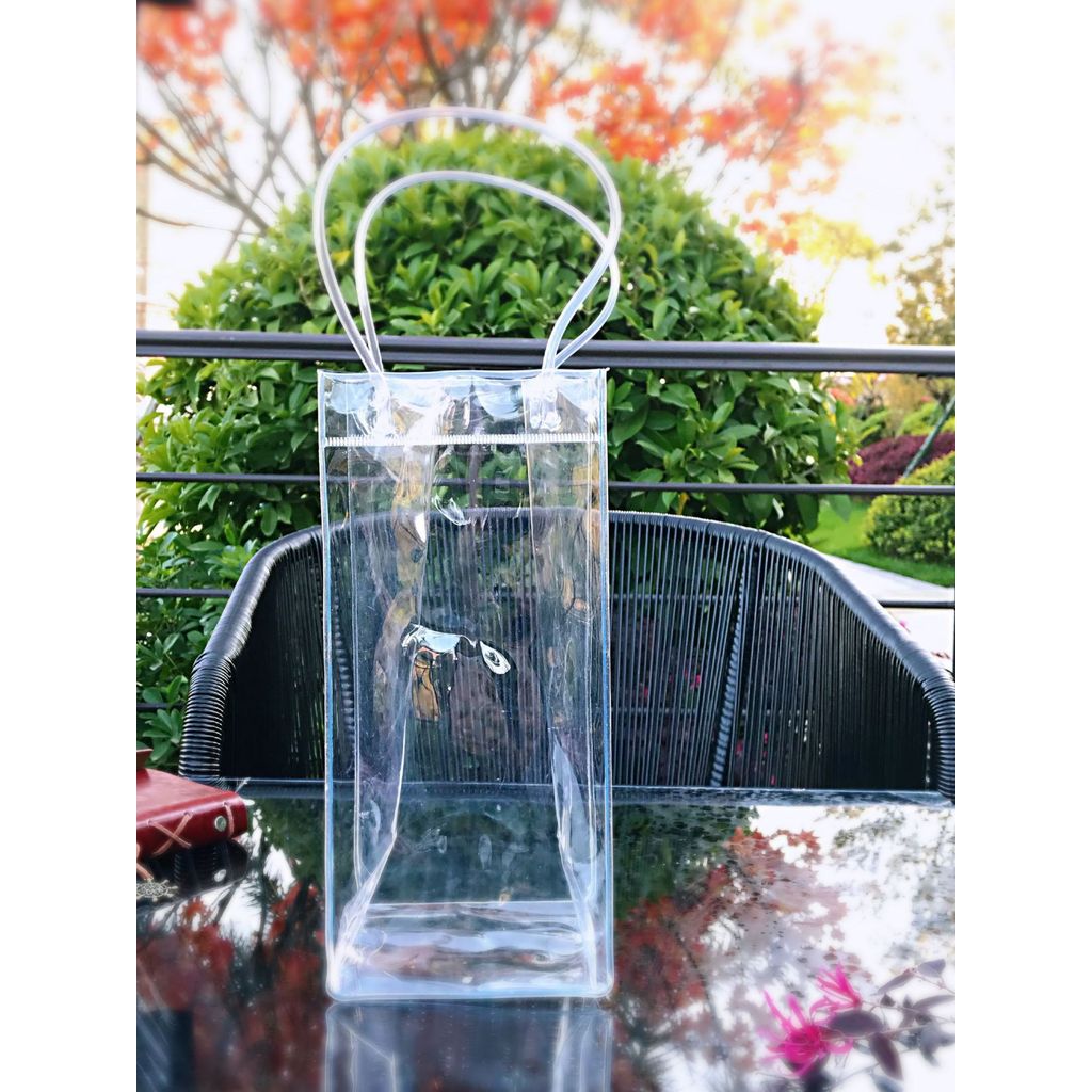 Saco de gelo de vinho tinto saco de vinho engrossado PVC transparente saco sacola de embalagem macia portátil presente f